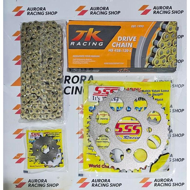 Gear Set Sss 428 Supra Gtr 150 R & Rantai Tk 428 Hs Gold
