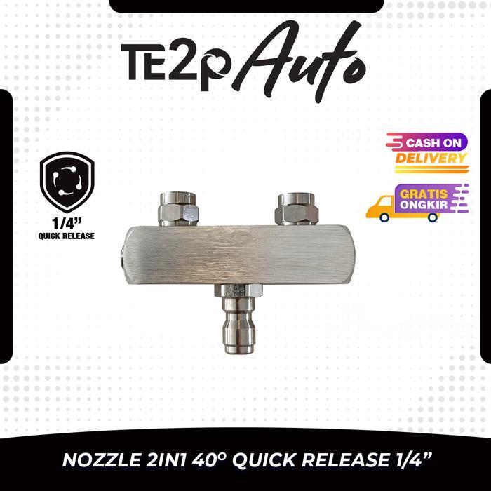 Te2p Auto Nozzle Tip 2in1 40 Ujung Semprotan Gun Penyemprot Nosel 2 Mata Quick Release Adaptor 1/4"