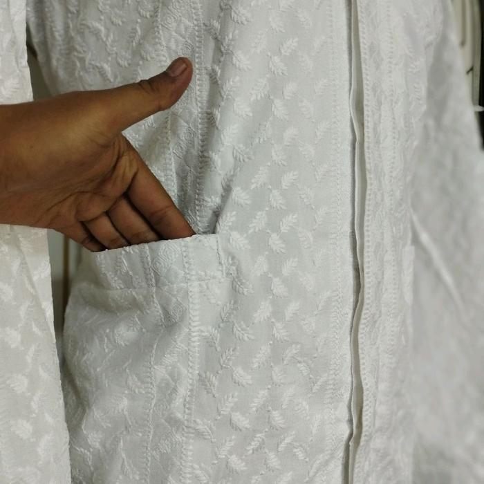 Jas Koko Katun Paris Premium Bordir Timbul Putih Bersih