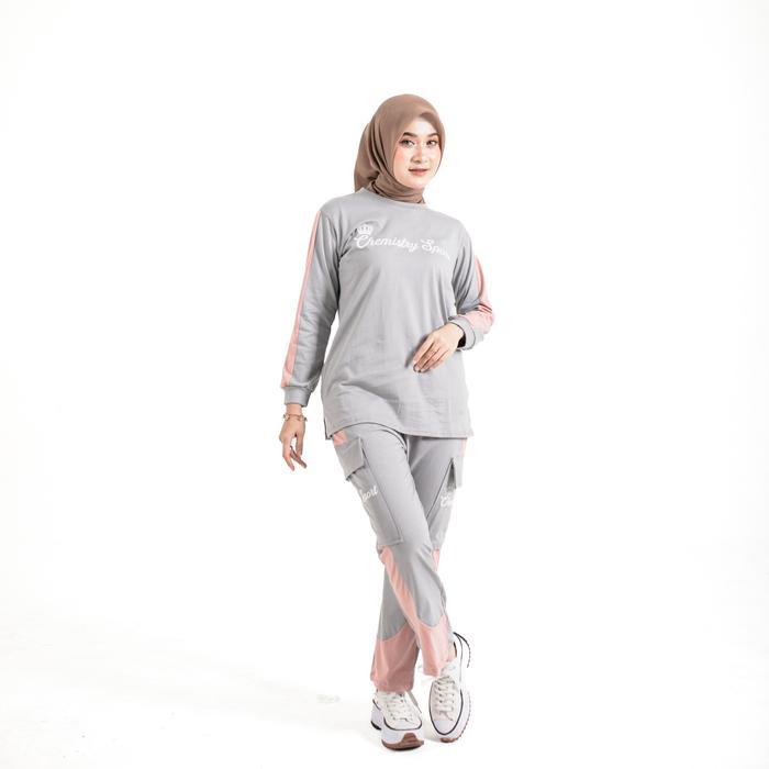 Baju Setelan Olahraga Wanita Muslimah Senam Aerobic Zumba One Set Olahraga Cewek Muslimah