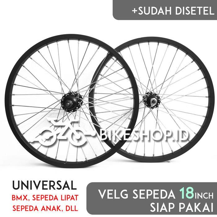 Meroca Bike - Wheelset Velg Hitam Uk.18 Alloy Depan Belakang Rims Roda Sepeda Perpcs