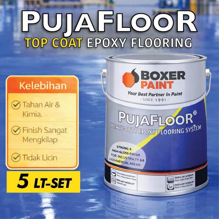 CAT Lantai Beton Epoxy PUJAFLOOR TOP COAT Heavy-Duty Epoxy Flooring (5 lt-set)