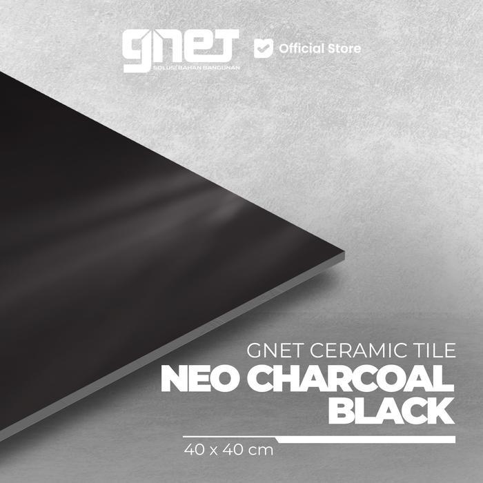 GNET Ceramic Neo Charcoal Black 40X40 Keramik Lantai Hitam Polos
