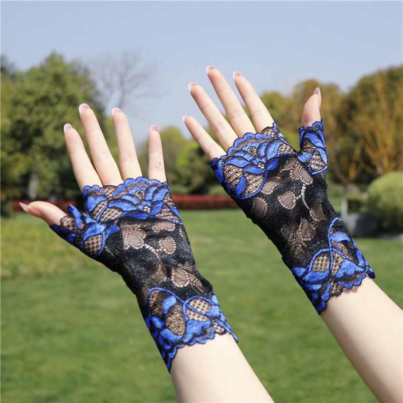 Fashionable Sunscreen Half-Finger Lace Gloves For Women Thin Elegant Sailor Dance Performance Half