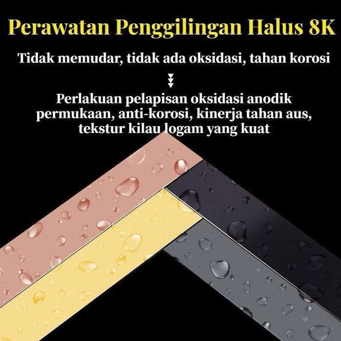 Masterhome List Plat Strip Mirror Sticker Dekorasi Dinding Lantai Keramik Tempel Stainless Steel