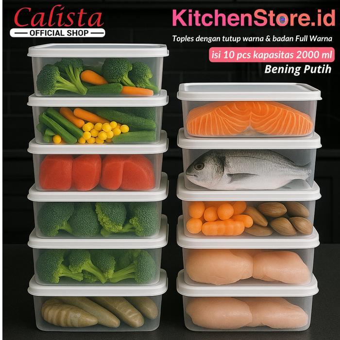 TOPLES SET PUTIH FOOD PREPARATION TOPLES PLASTIK SET CALISTA WADAH PENYIMPANAN MAKANAN SET KULKAS