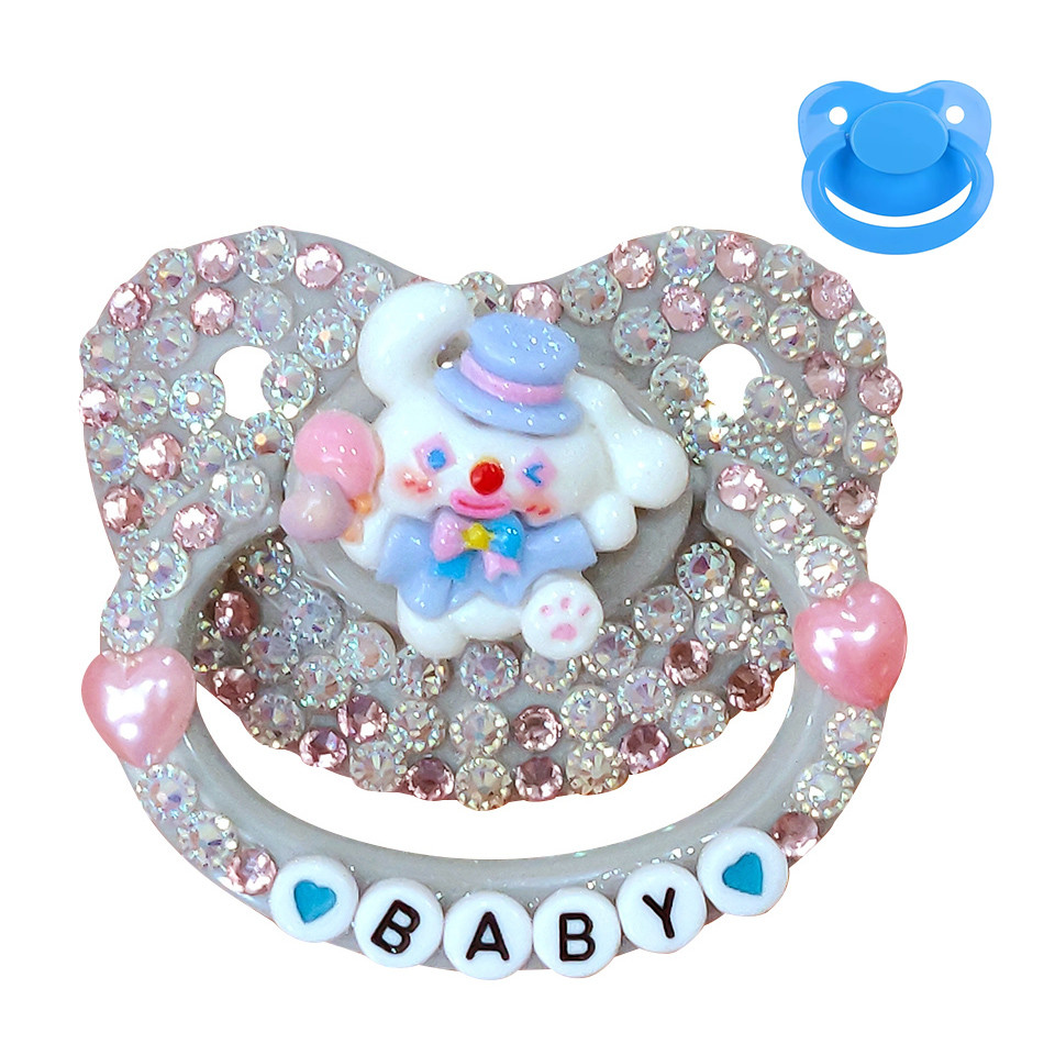 100% Handmake Cute Gray Dog Pattern Baby Pacifier Silicone Size Pacifier Abdl Daddy Girl