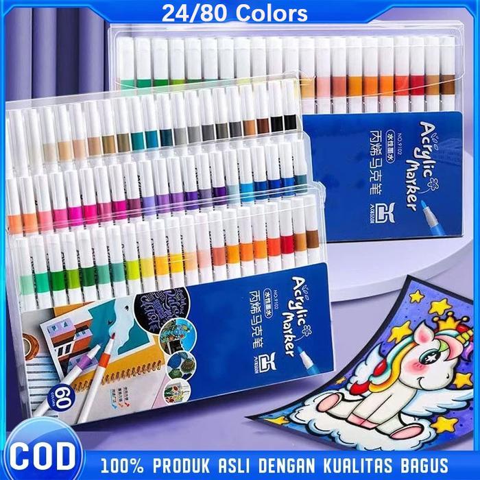 Hightune Acrylic Marker Set Spidol Akrilik Diy Painting Spidol Pastel Pulpen Highlight Drawing Warna
