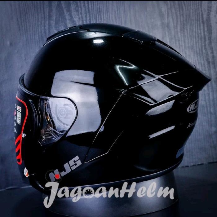 Helm Njs Kairoz Free/Bonus Spoiler 3D,Black, Slot Intercom, Single Visor Darksmoke, Original