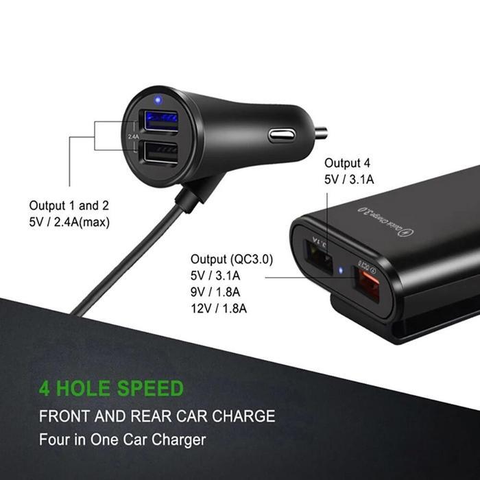 Car Charger Adapter Socket Colokan Mobil 4 Ports Charger Hp 4 Port Usb 2 Port Usb Hp Car Charger