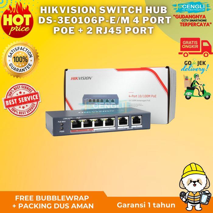 HIKVISION SWITCH HUB POE DS-3E0106P-E/M 4 PORT POE + 2 RJ45 PORT