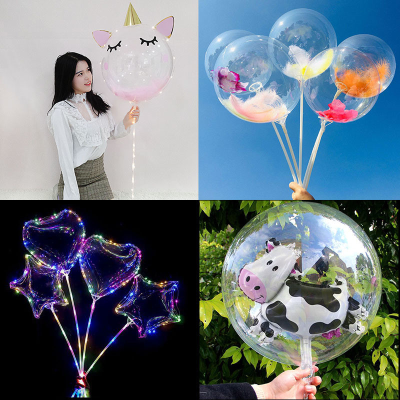 50pcs Pre Stretched Bobo Balloon Ball Big Stuffing Transparent Clear Bubble Wedding Birthday LED
