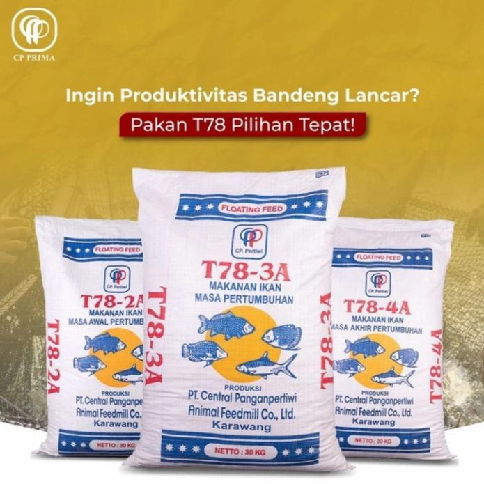 PAKAN PELET IKAN "TURBO T78-2A" GURAME,NILA FULL 1 KARUNG 30 KG