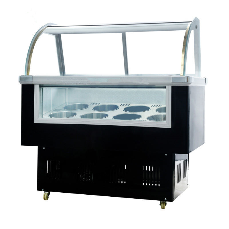 Gelato Display Ice Cream Display Freezer Commercial 8 Round Cylinder Stainless Steel Popsicle