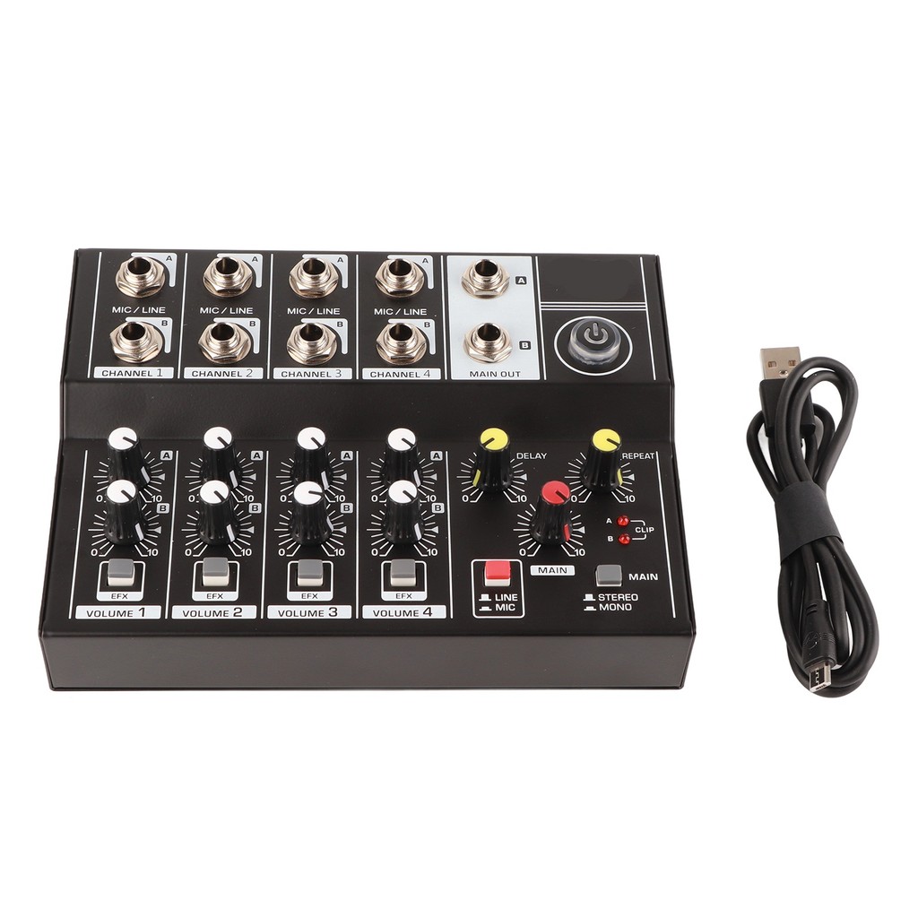 Portable Sound Mixer Q48 Portable 8-Channel Stereo Audio Sound Mixer Karaoke Microphone Amplifier