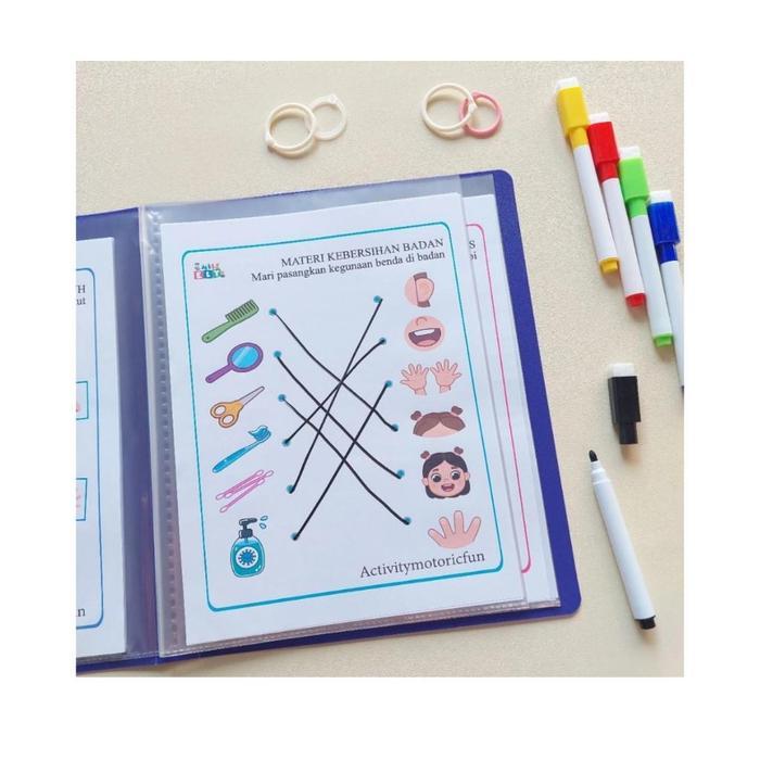Buku Aktifitas Anak Paud - TK - Wipe and Clean - Free Map Holder - Free Spidol Wipe and Clen