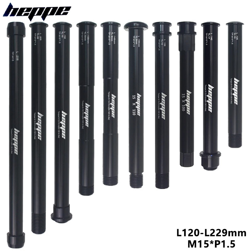 HEPPE Bike Thru Axle Front Fork Shaft Skewers Fat Bike Rear Hub Thru Axle 15x142/148 15x100/110 MTB