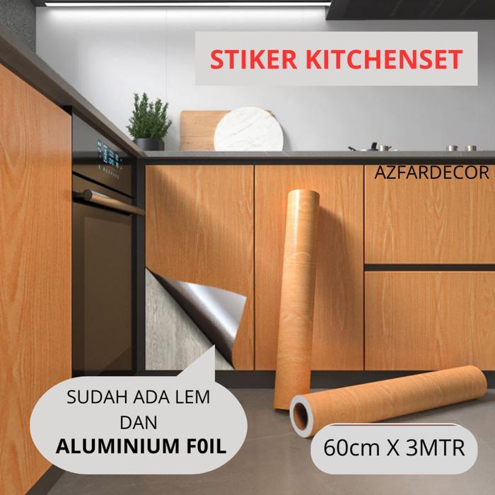 STIKER KITCHENSET lemari dapur motif kayu lebar 60cm panjang 3meter