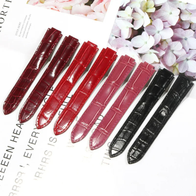 Genuine crocodile leather strap, blue balloon watch accessory, watch strap with folding buckle,