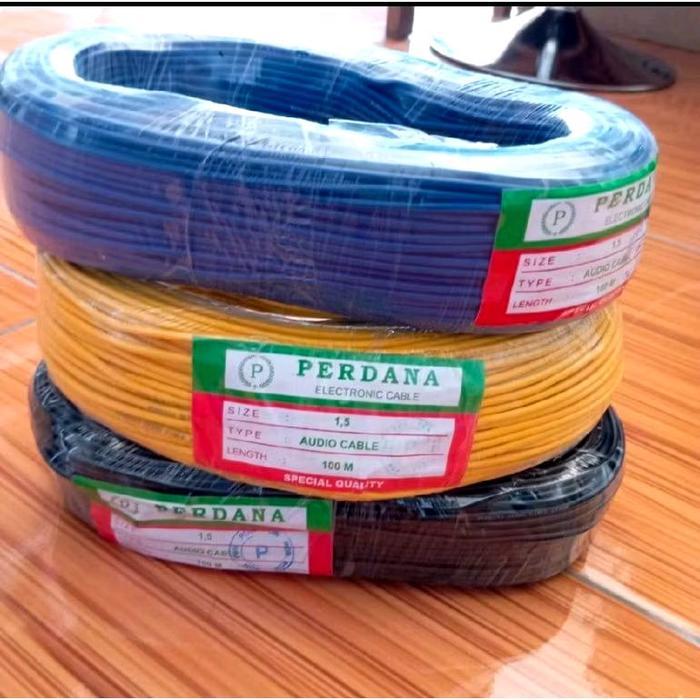 PER METER Kabel perdana audio 1,5mm serabut warna kabel perdana audio biru kuning hitam