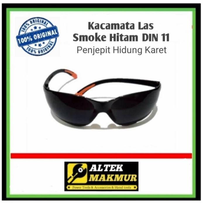 "New" Kacamata Las DIN 11 Smoke Hitam Pekat KACA MATA LAS SAFETY