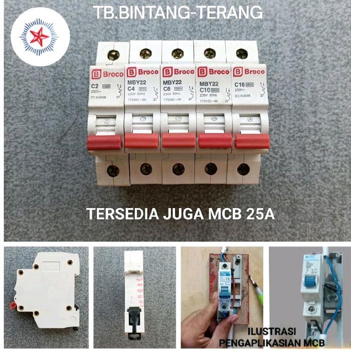 MCB BROCO 1 PHASE ORIGINAL SINGLE POLE SEKRING SKRING PEMUTUS ARUS LISTRIK AC