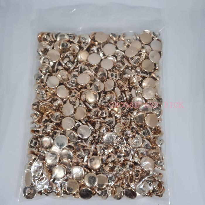 Kancing Jamur Gepeng Emas Polos 15mm 18mm 20mm / Kancing Baju Gepeng / Kancing Gepeng Emas Rosegold