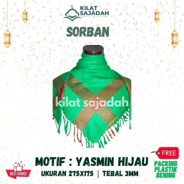 Sorban Polos & Motif Kotak Ikat Kepala Fashion Muslim Pria Gratis ongkir