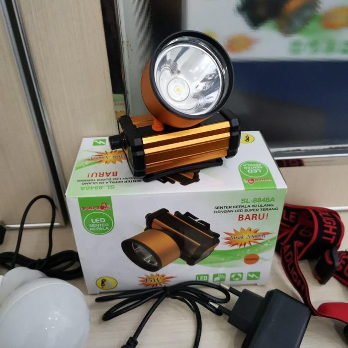 Senter Kepala Led Sunpro 15W - Sl 8848 A (Korekapi) (Putih / Kuning) Co