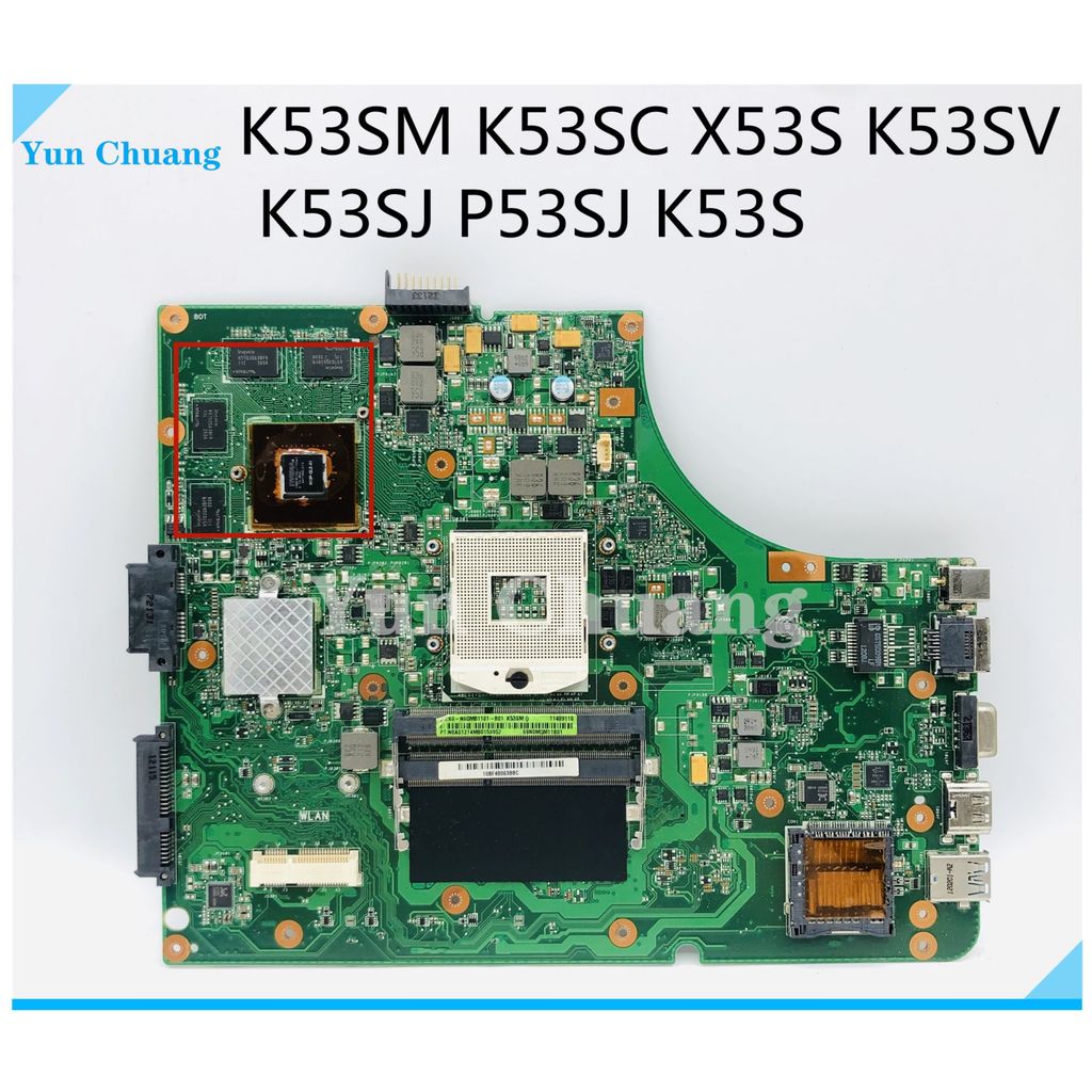 K53SM K53SV Mainboard For K53SC X53S K53SV K53SJ P53SJ K53S laptop motherboard HM65 DDR3 GT540M/630M