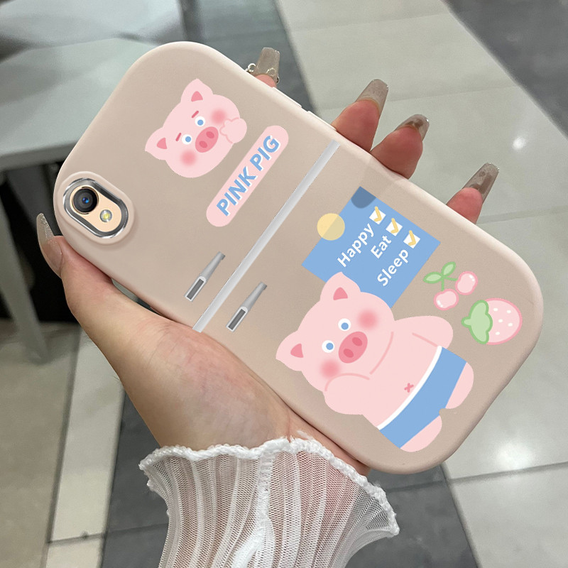 Casing Hp Untuk OPPO A37 A37F Case Babi kecil berwarna pink Kesing silikon silicone doff Cesing Soft