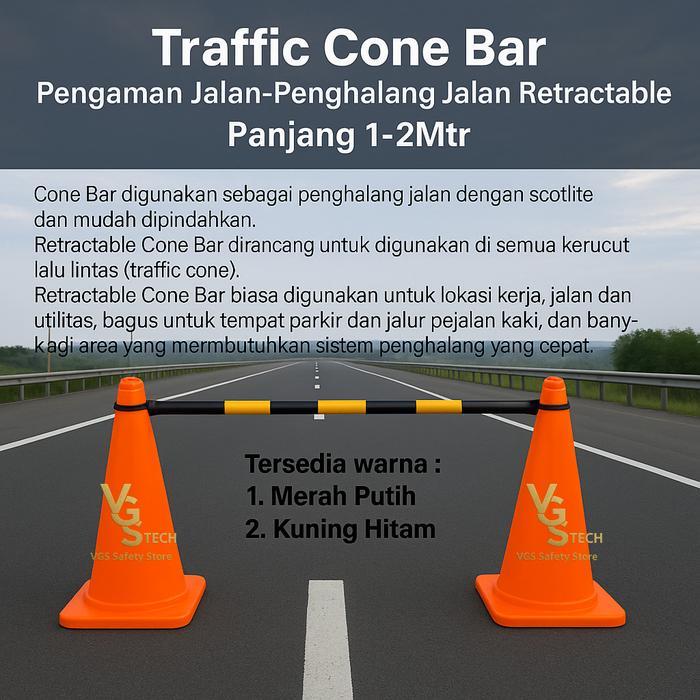 TERBARU Safety Cone Bar Pengaman Jalan Penghalang Jalan Traffic Cone
