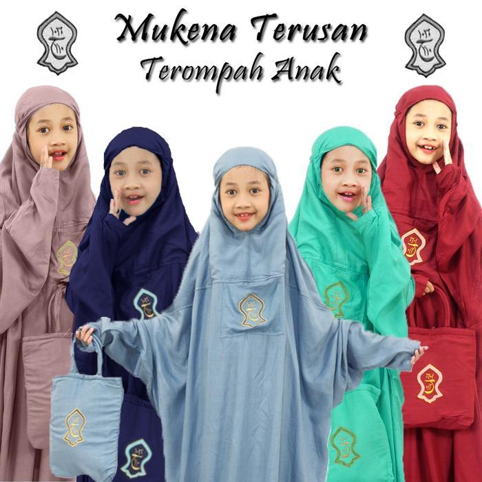 PREMIUM Mukena Terusan Terompah Anak - Mukenah Hadramaut Polos Traveling Jumbo Rayon Premium Bali