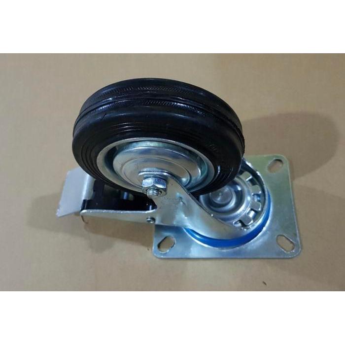 Promo roda troli 4 inch hidup rem karet