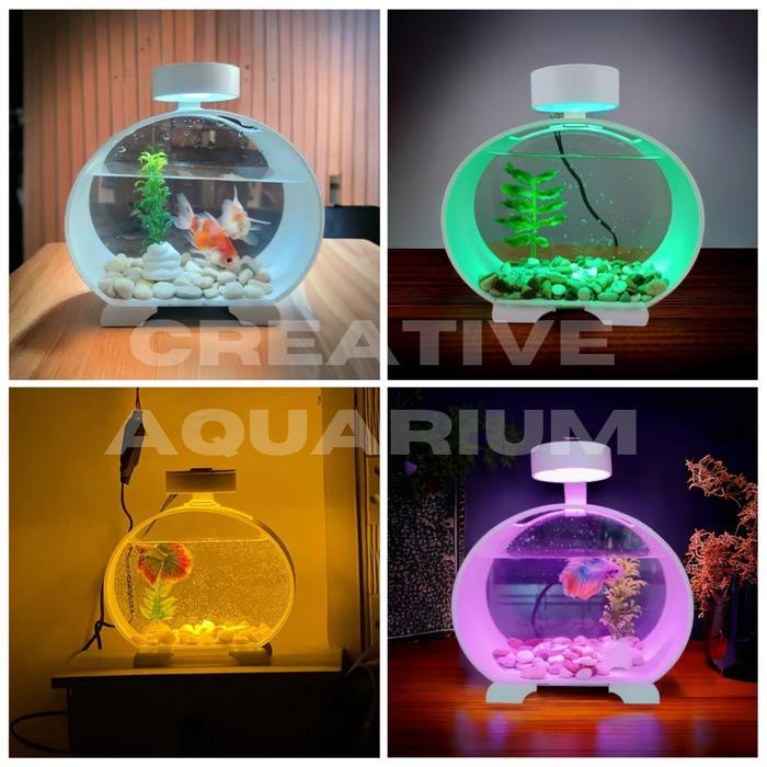 [ PROMO ] Aquarium ikan Cupang Soliter Akrilik Aquarium mini lengkap dengan batu bunga hias plus