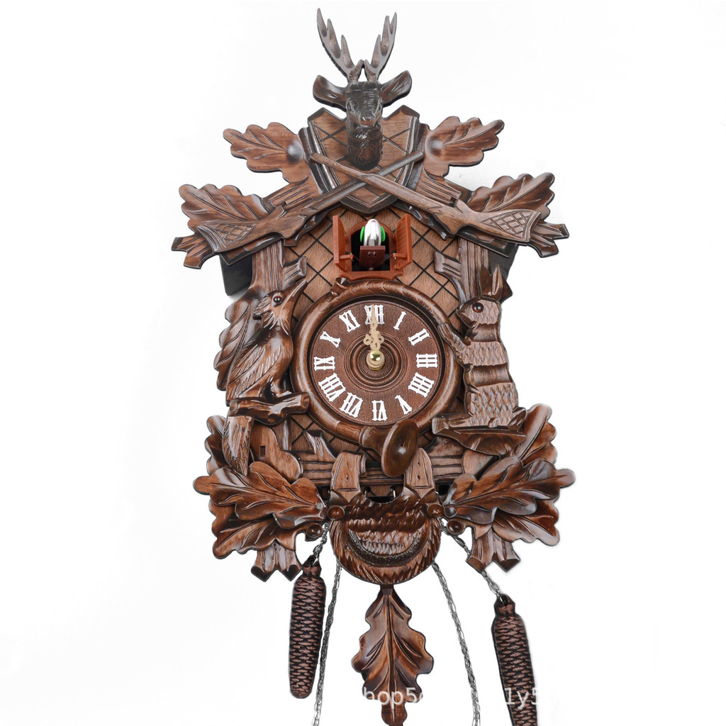 Vintage Cuckoo Wall Clock with Bird Chime Wall Watch Mechanism for Living Room Decoration Home and