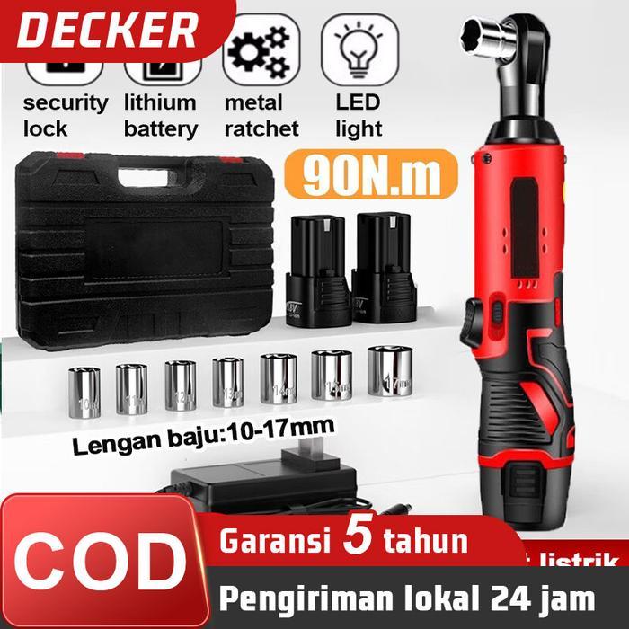 DECKER Cordless Ratchet Wrench Electric Wrench Right Angle Wrench Drill Screwdriverl Screw Nut
