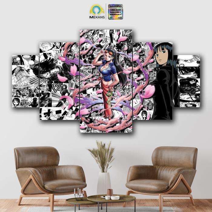 MEKANS 1 SET Pajangan Hiasan dinding ONE PIECE NICO ROBIN 5pcs Poster Kayu Wall Decor