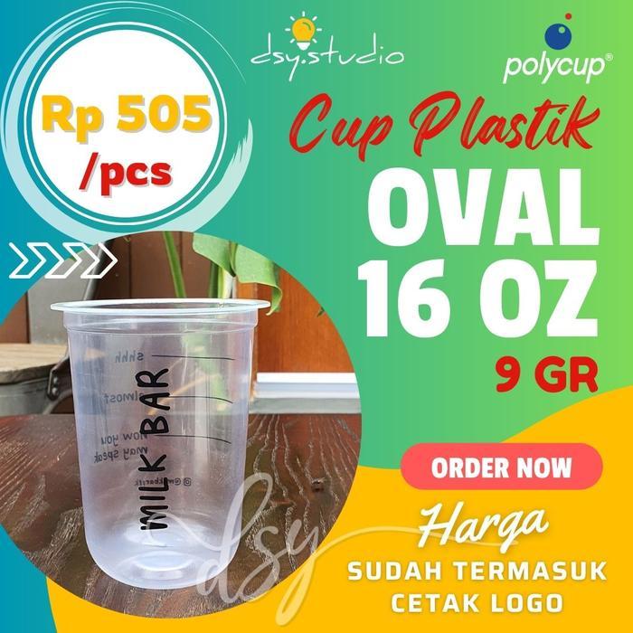 Sablon Cup Polycup OVAL 16 OZ 9 GR PP Print Cetak Gelas Plastik