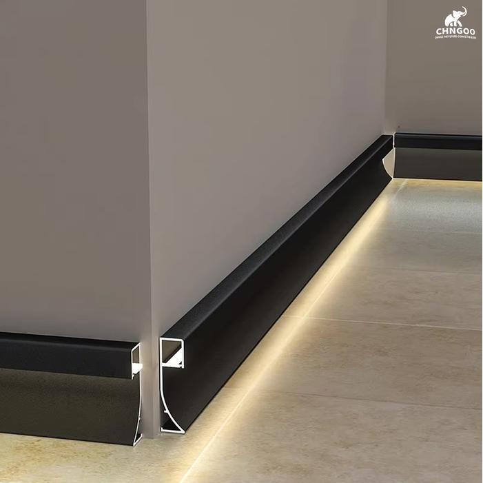 Lis Plint Lampu/LED Alumunium (8cm), Floor Skirting Alumunium, Aksesoris Rumah dan Lantai