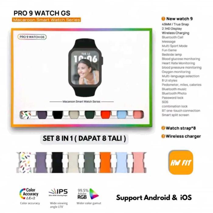 reniaofficial Smartwatch Pro T9 Paket Lengkap 8 Tali Jam Layar