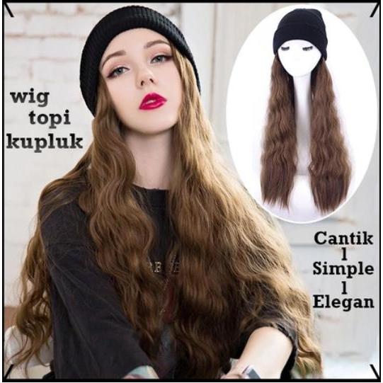 Wig Topi Kupluk Wanita Panjang Bergelombang Natural Stylish Korean Style Rambut Palsu Fashion Mz 20