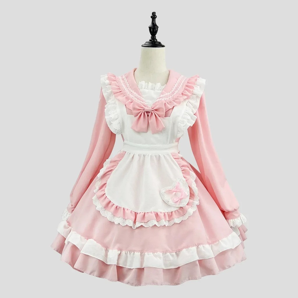Cute Academy Sailor Lolita Long Sleeve Maid Dress Costumes Cosplay School Maid Dress For Waitress