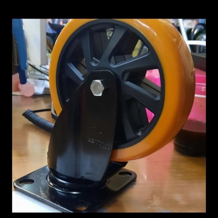 Terlaris Best Quality 100% Original Roda Troli Pu Orange 6 Inch Hidup/Muter