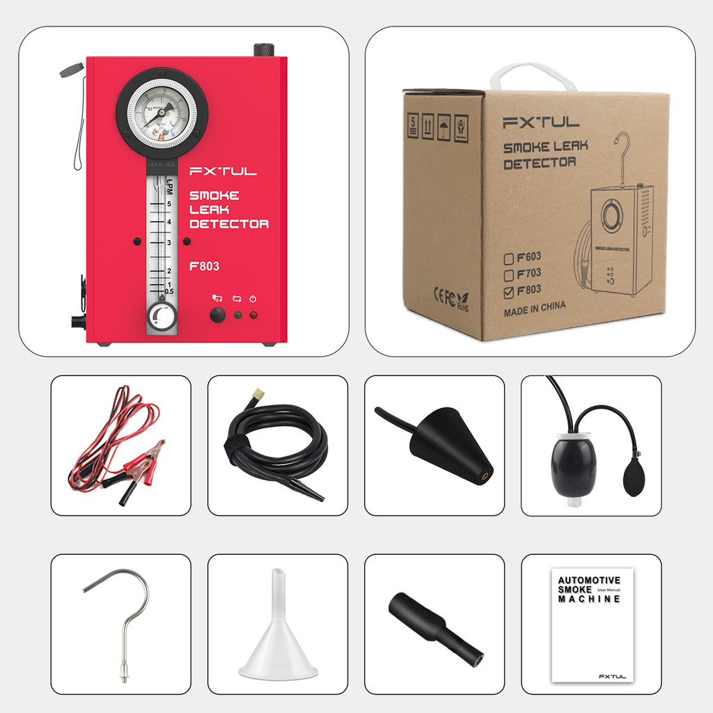 FXTUL F803 Car Smoke Detector EVAP Sealed Pipeline System Leaks Analyzer Tester Auto Leakage Locator