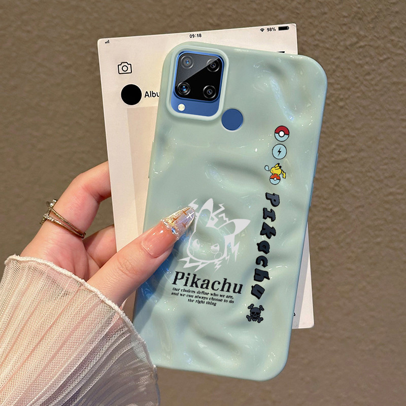 Casing Hp Untuk Realme C15 Case Casing HP Softcase Silikon ponsel Anti-sidik jari Pola meteorit jatu