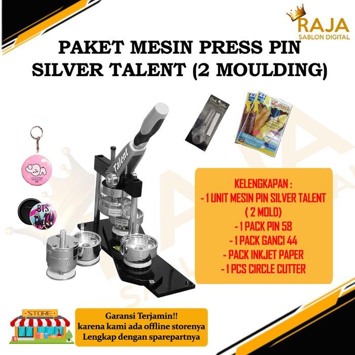 Paket Usaha Cetak Pin Silver Talent Mesin Press Pin 2 Moulding + Bahan Baku Cetak Pin , Gantungan