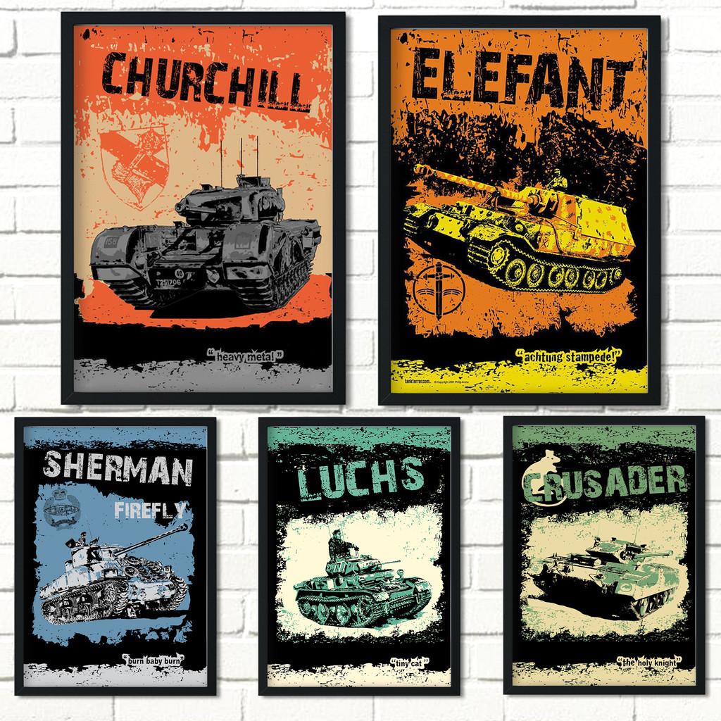 Terlaris Vintage Tank Poster Art Army Fan Fighting Luchs War Thunder