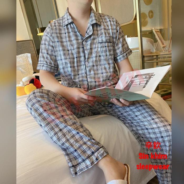 Best Seller Baju Tidur Pria Import / Piyama Pria Dewasa Set Kancing Original