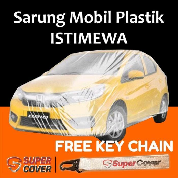 Super cover Car Cover mobil penutup sarung mobil Honda Brio plastik transparan super cover tebal